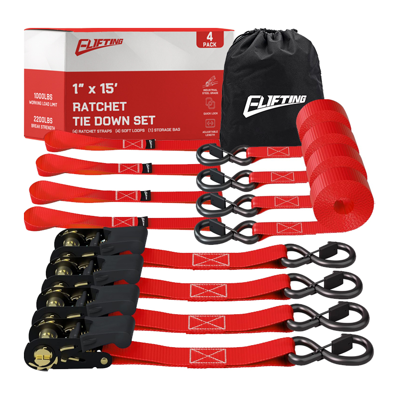 Kit de amarre de trinquete de 1 ″ x 15 "（4 paquetes））