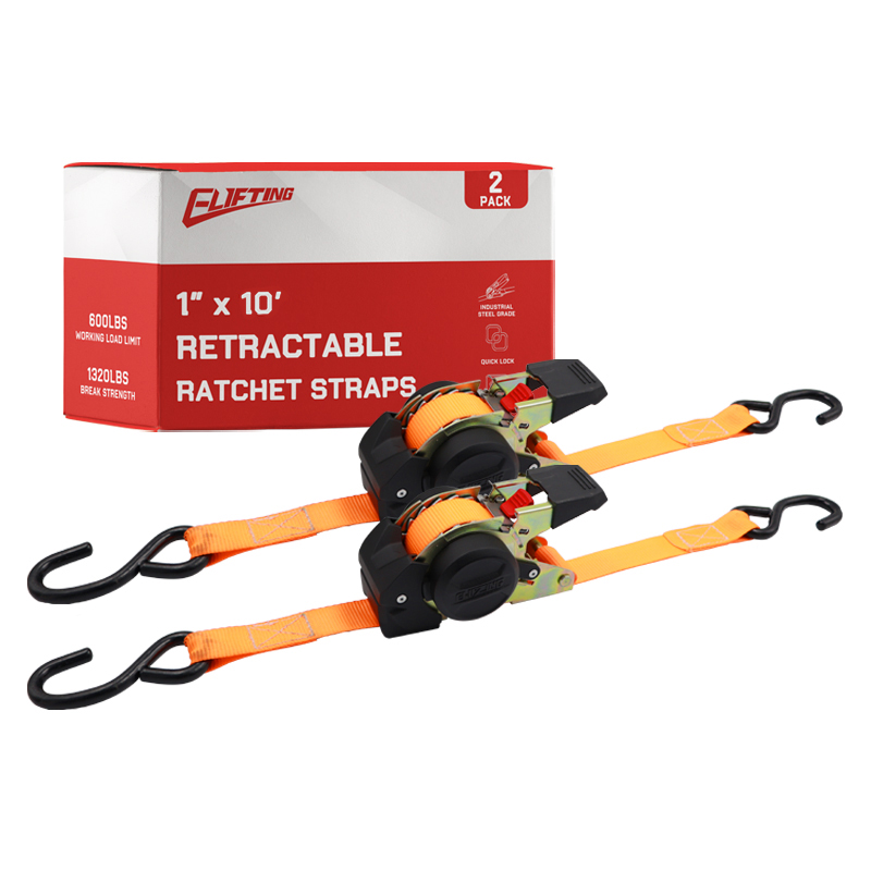 Elifting de correas de trinquete automático retráctil de 1 "x 10" (2 paquete)