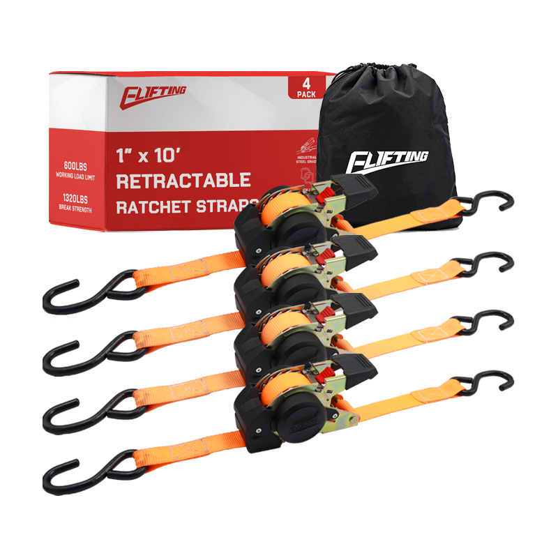 Elifting de 1 "x 10" Corias de atado de trinquete retráctil automático (4 paquete) para asegurar la carga